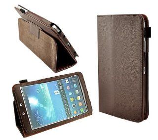 RIGHTWAY(TM) leather stand case for samsung galaxy tab 3 8.0 T310 Brown: Computers & Accessories