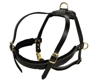 Dean and Tyler The Cowboy Adjustable Straps Leather Dog Harness, Black, Medium   Fits Girth Size: 26 Inch to 34 Inch : Pet Halter Harnesses : Pet Supplies