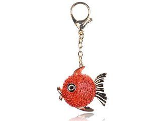 Fat Fireopal Angel Piranha Attack Fish Swarovski Crystal Rhinestone Keychain: Jewelry