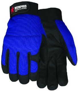 MCR Safety 904M Fasguard Thermosock Lining Synthetic Leather Palm Multi Task Gloves with Spandex Back and Adjustable Wrist Closure, Blue/Black, Medium, 1 Pair   Work Gloves  