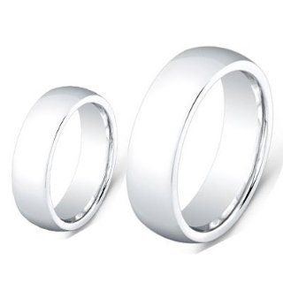 Men & Women's 8MM/6MM Cobalt Chrome High Polished Domed finished Wedding Band Ring Set (Available Sizes 6 12 Including Half Sizes) Please e mail sizes Wedding Rings Set For Him And Her Jewelry