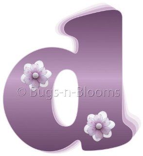 "d" Purple Daisy Flower Alphabet Letter Name Initial Wall Sticker   Decal Letters for Children's, Nursery & Baby's Room Decor, Baby Name Wall Letters, Girls Bedroom Wall Letter Decorations, Child's Names. Flowers Mural Walls Decal
