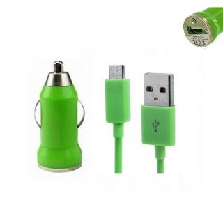 Generic Mini car charger + Micro USB Data Charger cable for Blackberry Sony Motorola Color Green Cell Phones & Accessories