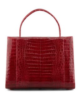 A Frame Expandable Crocodile Tote Bag, Red   Nancy Gonzalez