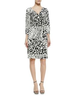 Womens New Julian Two Feather & Leopard Print Wrap Dress   Diane von