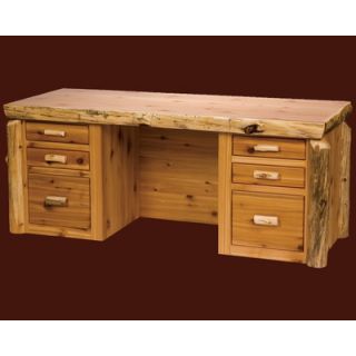 Fireside Lodge Traditional Cedar Log Executive Desk with 6 Drawers 17090 / 17