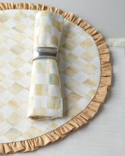 Parchment Check Round Ruffled Placemat   MacKenzie Childs