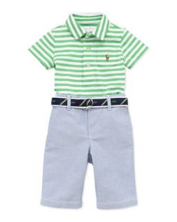 Stripe Jersey Polo & Oxford Pants Set, 9 24 Months   Ralph Lauren Childrenswear