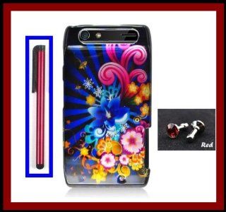 Motorola Droid Razr XT910/XT912 Verizon Glossy Colorful Fireworks Design Snap on Case Cover Front/Back + Red Stylus Touch Screen Pen + One FREE Red 3.5mm Bling Headset Dust Plug: Cell Phones & Accessories