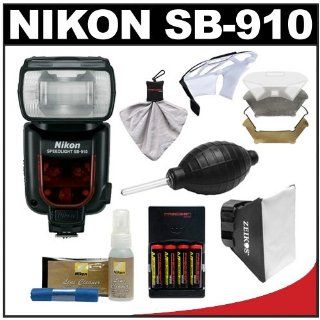 Nikon SB 910 AF Speedlight Flash with Batteries &amp, Charger + Softbox + Reflector + Cleaning Kit for D3100, D5100, D7000, D700, D3s, D3x Digital SLR Cameras : On Camera Shoe Mount Flashes : Camera & Photo