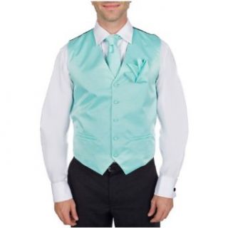 VTH ADF 42   Vest, Necktie and Hanky Set   Tiffany Blue   Aqua at  Mens Clothing store: Tuxedo Suits