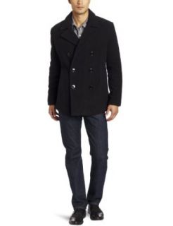 Kenneth Cole Men's Plush Peacoat, Black, Small at  Mens Clothing store: Wool Outerwear Coats