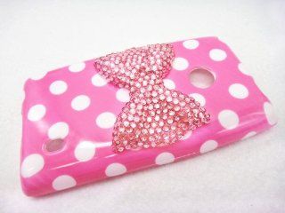 Pink Bow Cute Lovely 3D Bling Special Party Dot Pattern Case Cover For Nokia Lumia 521 (T Mobile) RM 917: Cell Phones & Accessories