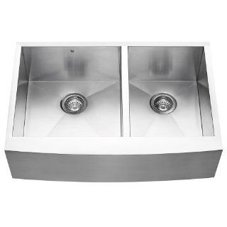 VIGO VG3320BL 33 inch Farmhouse Stainless Steel 16 Gauge Double Bowl Kitchen Sink    