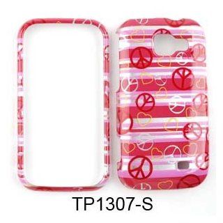 Samsung Transform M920 Transparent Design, Peace Signs and Hearts on Pink Hard Case,Cover,Faceplate,SnapOn,Protector: Cell Phones & Accessories