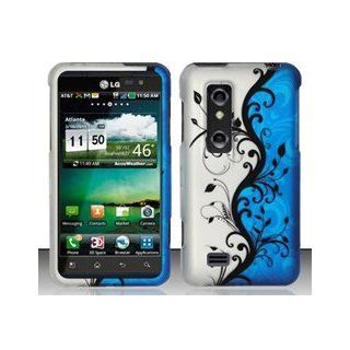 4 Items Combo For LG Thrill 4G P920 / P925 (AT&T) Blue Silver Vines Design Hard Case Snap On Protector Cover + Car Charger + Free Neck Strap + Free Magic Soil Crystal Gift: Cell Phones & Accessories
