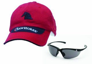 Sawhorse AMRB921 Red Cap with (SH921) Safety Eyewear, Smoke Lens, Matte Black Frame   Safety Glasses  