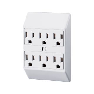 Prime Wire & Cable 6-Outlet White Wall Tap  Switches   Fuses