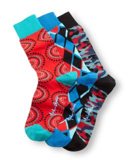 3 Pair Mens Socks Boxed Set, Red/Blue/Multi   Arthur George by Robert