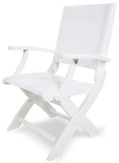 POLYWOOD 9000 WH901 Coastal Folding Chair, White/White Sling: Patio, Lawn & Garden