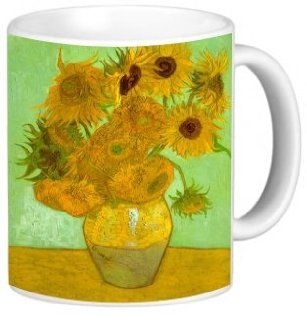 Rikki KnightTM Van Gogh Art Twelve Sunflowers Design 11 oz Photo Quality Ceramic Coffee Mug Cup   FDA Approved   Dishwasher and Microwave Safe: Kitchen & Dining