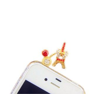 Mavis's Diary Bling 3D Earphone Jack Accessory 3.5mm of Crystal Cute Eiffel Tower Rhinestone Design Diamond Dust Plug / Ear Jack for Iphone 3 3gs 4 4s 5;apple Ipad 1 2 3 4 Mini;samsung Note 2 N7100;samsung Galaxy S3 I9300, I8190, I8262d, S2 I9100, I926