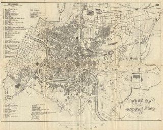ROME ROMA: Antique town plan. City map. Italy. BRADSHAW, 1890  