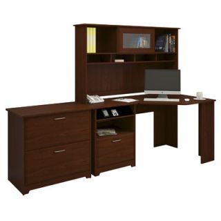 Bush Cabot Corner Desk with Hutch and Lateral File CAB007EPO Finish: Harvest 