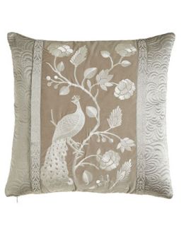 Quilted Pillow with Embroidered Velvet Obi Wrap, 20Sq.   Natori