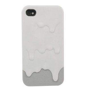 Zehui Ice Cream Hard Case Cover Polymer 3D Carbonate Melt For Iphone 4G 4Gs 4S White Grey: Cell Phones & Accessories