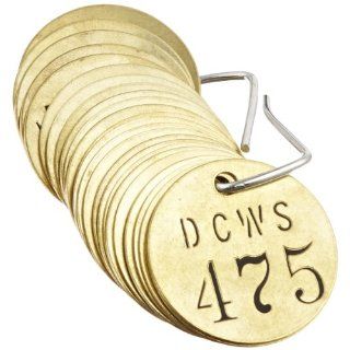 Brady 87389 1 1/2" Diameter, Stamped Brass Valve Tags, Numbers 451 475, Legend "DCWS" (Pack of 25 Tags): Industrial Lockout Tagout Tags: Industrial & Scientific