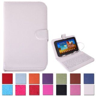 HDE White Leather Hard Cover Case with Keyboard for 7" Tablet: Computers & Accessories