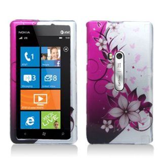 Nokia Lumia 920 [AT&T] Premium Hard Shell Case (Flowers & Butterflies   2D) Cell Phones & Accessories