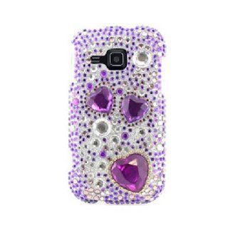 Purple Bling Gem Jeweled Crystal Hard Snap On Cover Case for Samsung Galaxy Indulge SCH R910: Cell Phones & Accessories