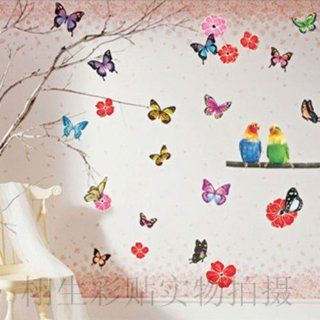 Small wall sticker DIY Flower Butterfly Bird Wall Sticker Decals LW940