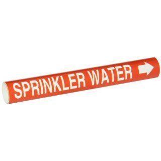 Brady 4128 B Bradysnap On Pipe Marker, B 915, White On Red Coiled Printed Plastic Sheet, Legend "Sprinkler Water" Industrial Pipe Markers