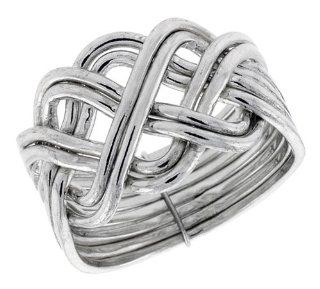 Sterling Silver 8 Piece Puzzle Ring Wire Wrapped Handmade, 5/8 in. (16 mm) wide: Jewelry