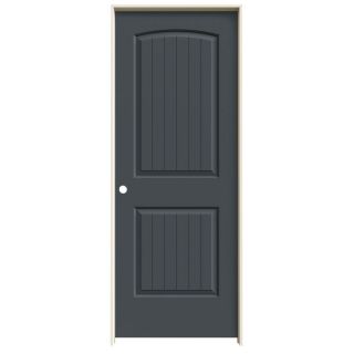 ReliaBilt 2 Panel Round Top Plank Solid Core Smooth Molded Composite Right Hand Interior Single Prehung Door (Common: 80 in x 28 in; Actual: 81.68 in x 29.56 in)