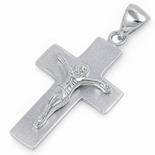 Jesus Christ Cross Charm .925 Sterling Silver Pendant: Jewelry