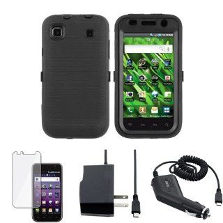 CommonByte Black Silicone&Hard Case+Guard+Car+AC Charger For Samsung Galaxy S 4G SGH T959v: Cell Phones & Accessories