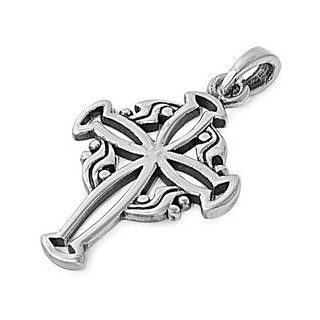 Celtic Abstarction Cross Pendant Sterling Silver 925: Jewelry