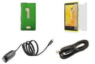 Nokia Lumia 928   Premium Accessory Kit   Green Hard Shell Case + ATOM LED Keychain Light + Screen Protector + Micro USB Cable + Wall Charger: Cell Phones & Accessories