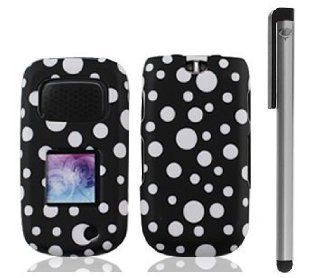 Samsung Rugby III/A997 rubber image Cover Case with ApexGears Stylus Pen (Black White Polka Dots): Cell Phones & Accessories