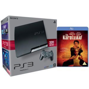 Playstation 3 PS3 Slim 320GB Console: Bundle (Includes Karate Kid 2010 Blu ray)      Games Consoles