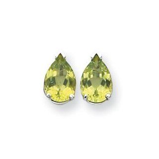 14k Gold White Gold 10x7mm Pear Peridot earring Stud Earrings Jewelry