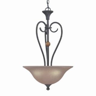 Westinghouse 64086 Symphony Hall Three Light Pendant, Distressed Black, with Speckled Bronze Globes    
