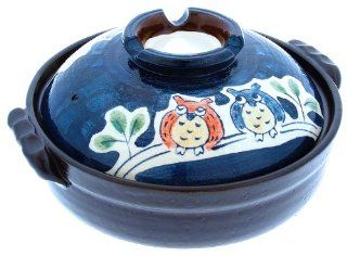 Kotobuki 190 972D Owl Family Donabe Japanese Hot Pot, 10 Inch: Kitchen & Dining