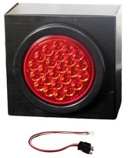 4" Round Red LED Stop Tail Turn Light Kit, Mounting Box: Automotive