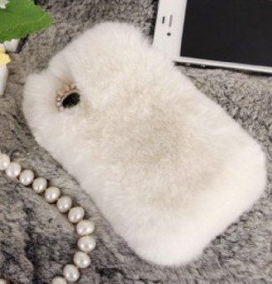 Winter Warm White Rabbit Fur Case Fluffy Phone Cover for Iphone 5: Cell Phones & Accessories