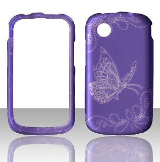 2D Butterfly on Purple ZTE Avail Z990 AT&T / Merit 990G Straight talk Case Cover Hard Phone Case Snap on Cover Rubberized Touch Protector Cases: Cell Phones & Accessories